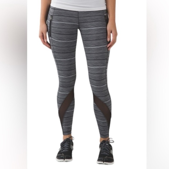 Lululemon Inspire Tight Il (Mesh) Cyber Black Deep Coal / Black Size 6 - Picture 1 of 8
